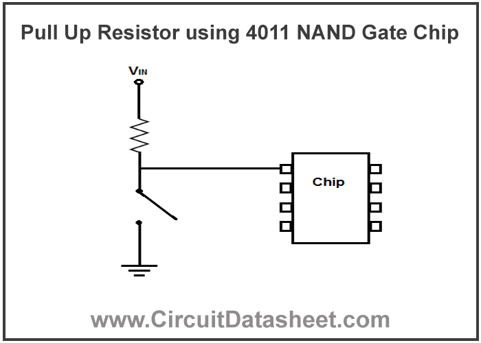 Pull-Up-Resistor-using-4011-NAND-Gate-Chip-Circuit-diagram