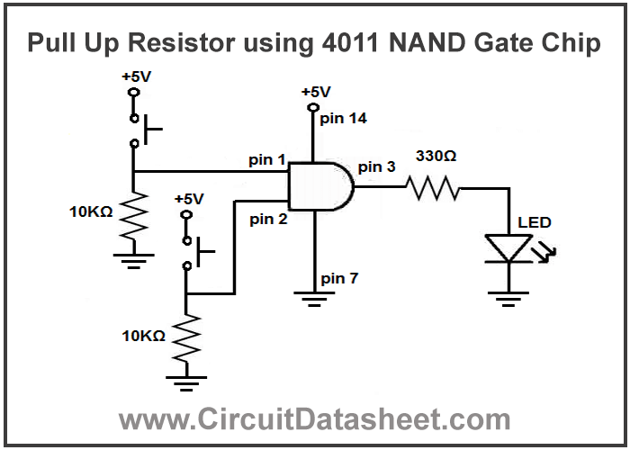 Pull-Up-Resistor-using-4011-NAND-Gate-Chip-diagram