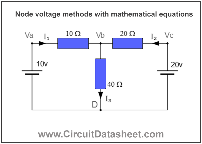 Node voltage methods with mathematical equations